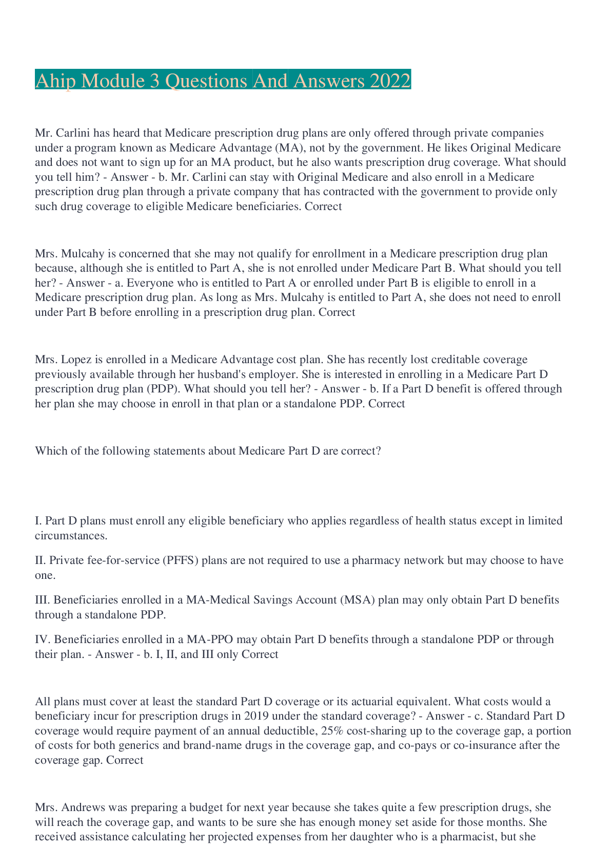 Preview image for Ahip Module 3 Questions And Answers 2022